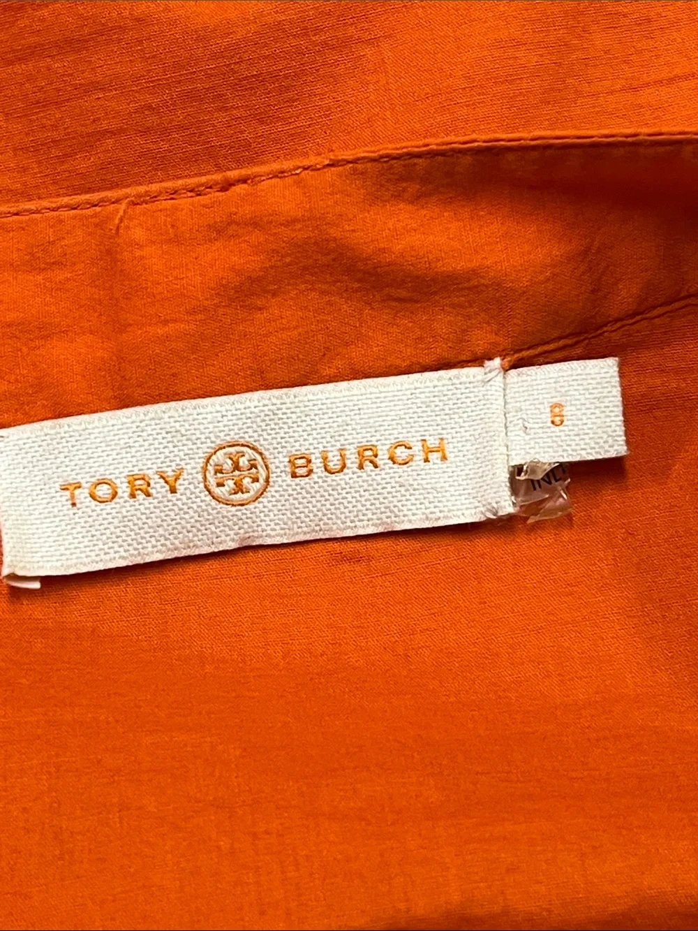 TORY BURCH Resort Pink Embroidered Orange Mirror Accents L. SLV Tunic 8  